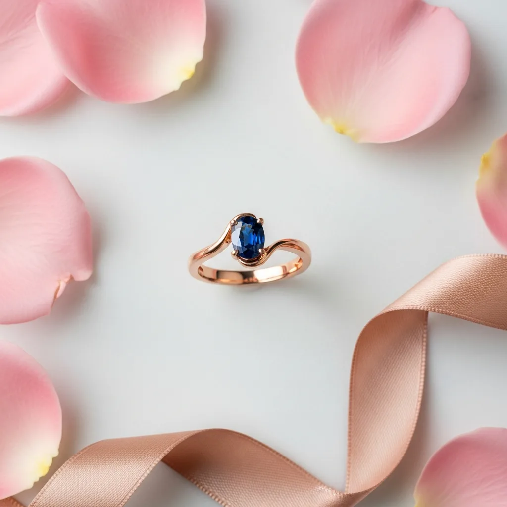Bague saphir or rose élégante